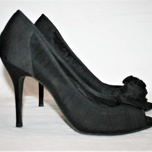 New J. Renee Black Mesh/Fabric Open Toe Pumps  Size 11 M
